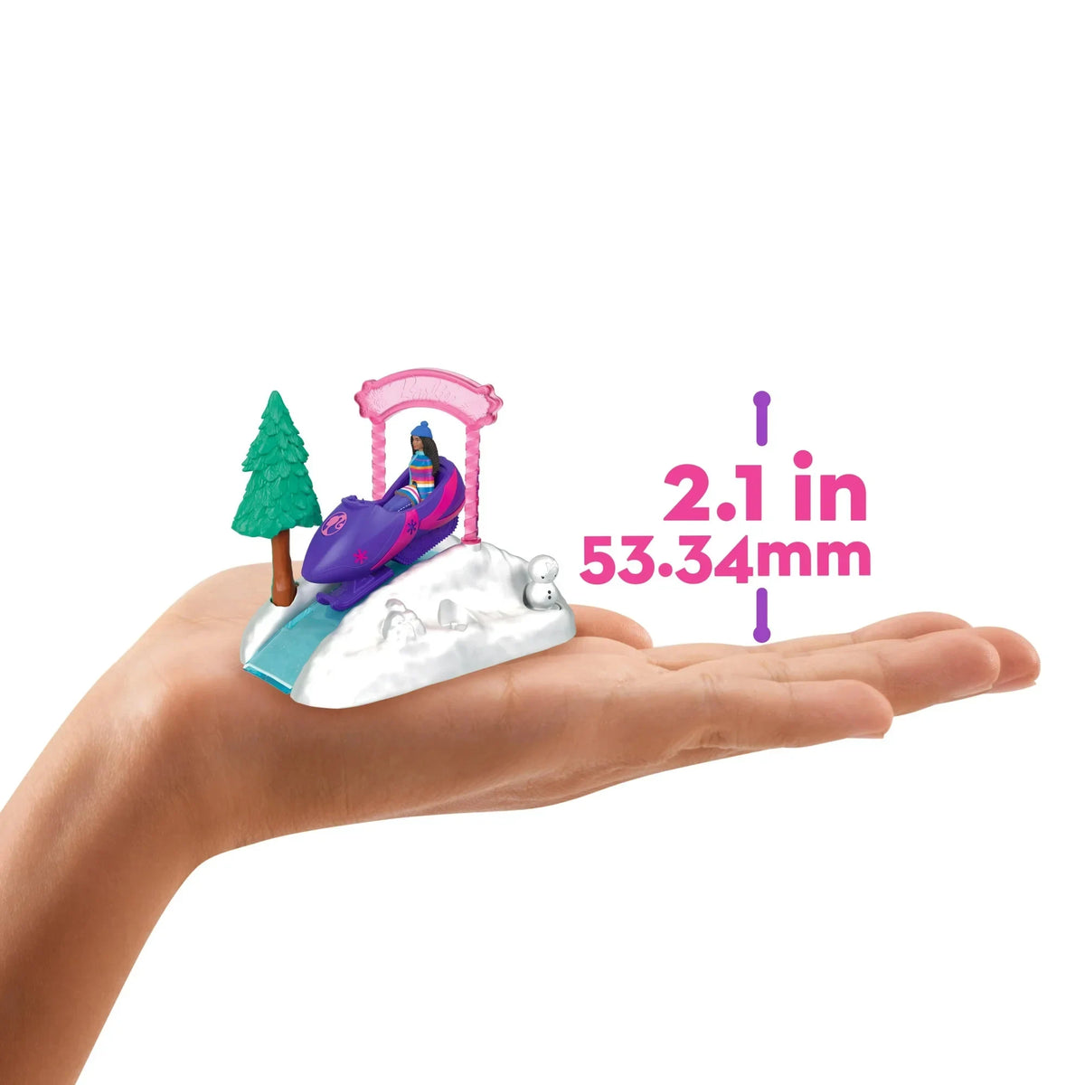 Mini Barbie Land Dream Snowmobile Collectible Playset, image 3
