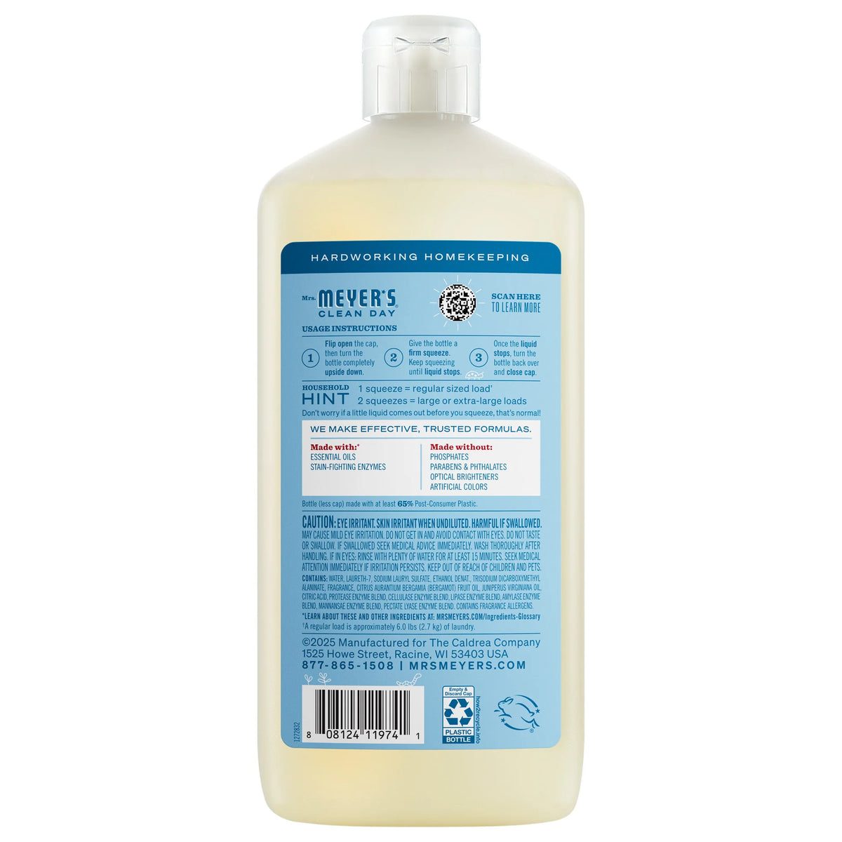 Mrs. Meyer's Ultra Concentrated Laundry Detergent, Rain Water, 24.3 oz, image 2