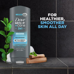 Dove Men+Care 3N1 Hair, Face & Body Wash, Recover with Peppermint, 18oz