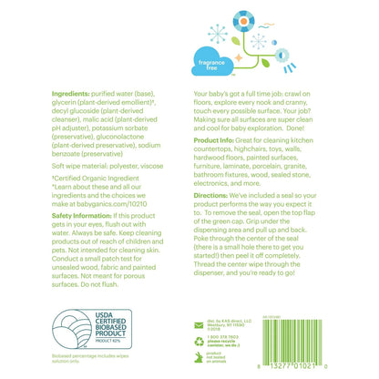 Babyganics All-Purpose Surface Wipes, Fragrance-Free, 75 Count -