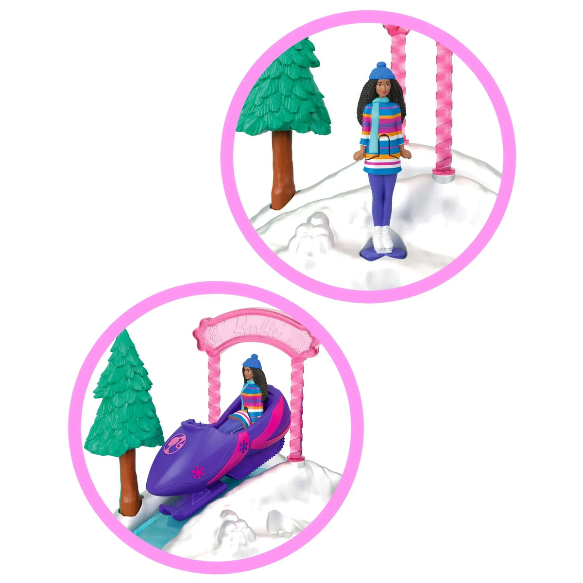 Mini Barbie Land Dream Snowmobile Collectible Playset, image 2