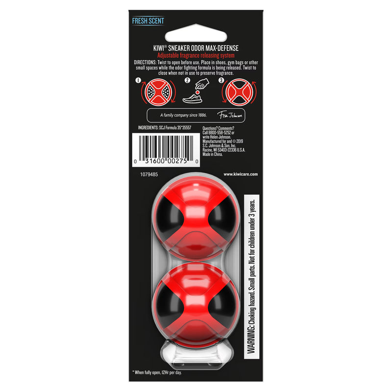 Kiwi Sneaker Odor Max-Defense Deodorizer Balls, 2 Count (1 Pair)