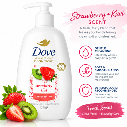 Dove Advanced Care Hand Wash, Strawberry + Kiwi, 12 oz