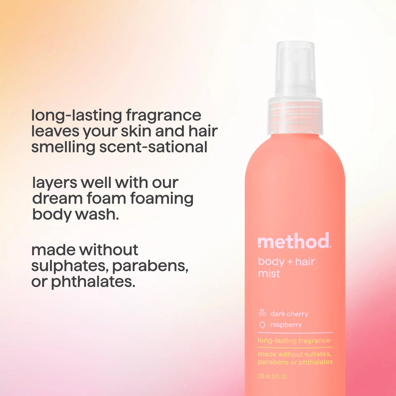 Method Body + Hair Mist, Dark Cherry & Raspberry, 8oz