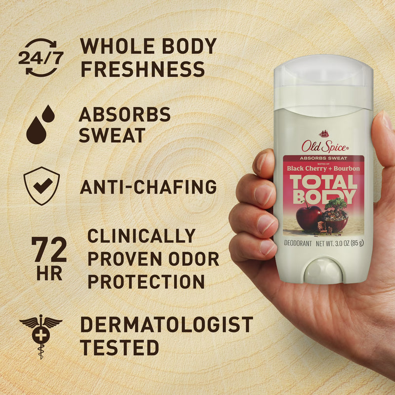 Old Spice Total Body Deodorant, Cherry + Bourbon, 3oz