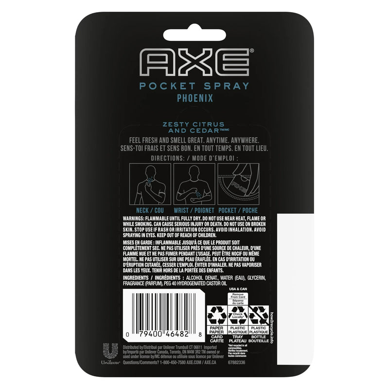 Axe Phoenix Pocket Spray Fragrance, Instant Fresh, 0.57 oz (17ml)