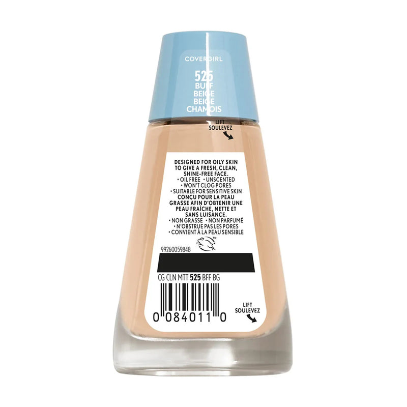 COVERGIRL Clean Matte Liquid Foundation, 525 Buff Beige, 1oz