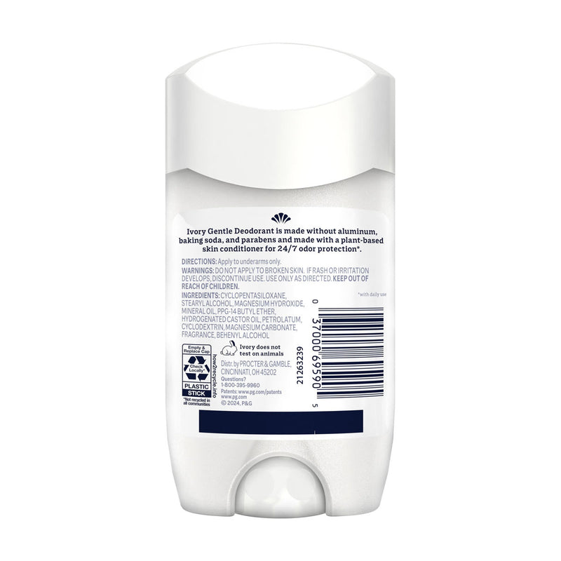 Ivory Aluminum-Free Gentle Deodorant, Notes of Coconut, 2.4oz