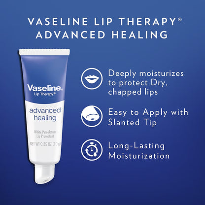 Vaseline Lip Therapy Advanced Healing benefits: helps soothe dry, chapped lips