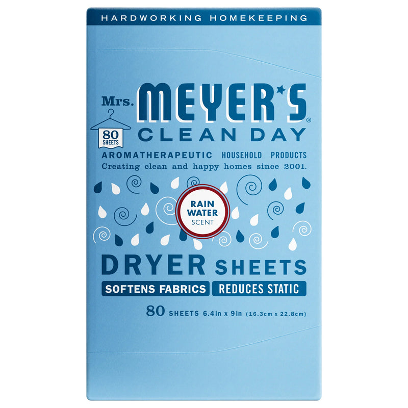 Mrs. Meyer's Dryer Sheets, Rain Water, 80 Count