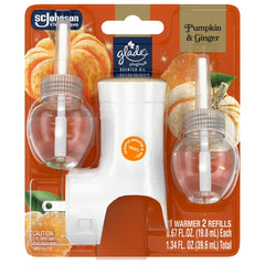 Glade PlugIns Starter Kit, 1 Warmer + 2 Refills, Pumpkin & Ginger