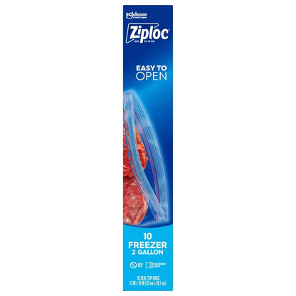 Ziploc 2 Gallon Freezer Bags, Easy To Open, 10 Count ( 13" x 15" ) -