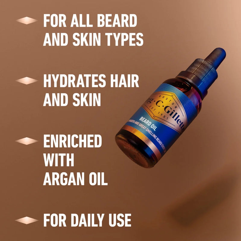 King C. Gillette Beard Oil with Argan Oil, 1oz (30ml)