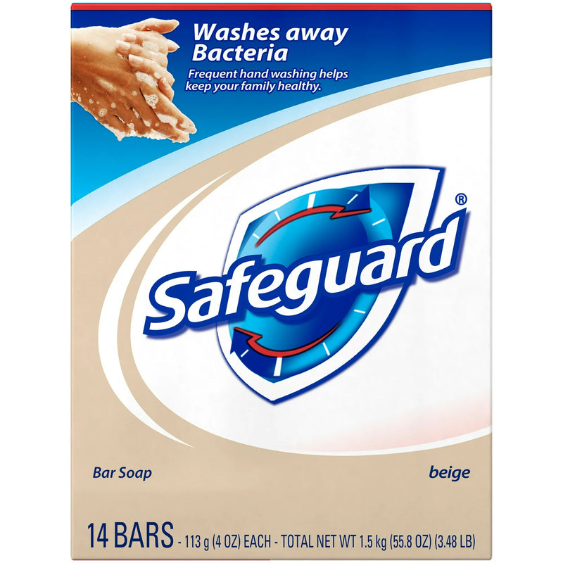 Safeguard Bar Soap, Beige – Washes Away Bacteria, 14 Bars, 4 oz Each