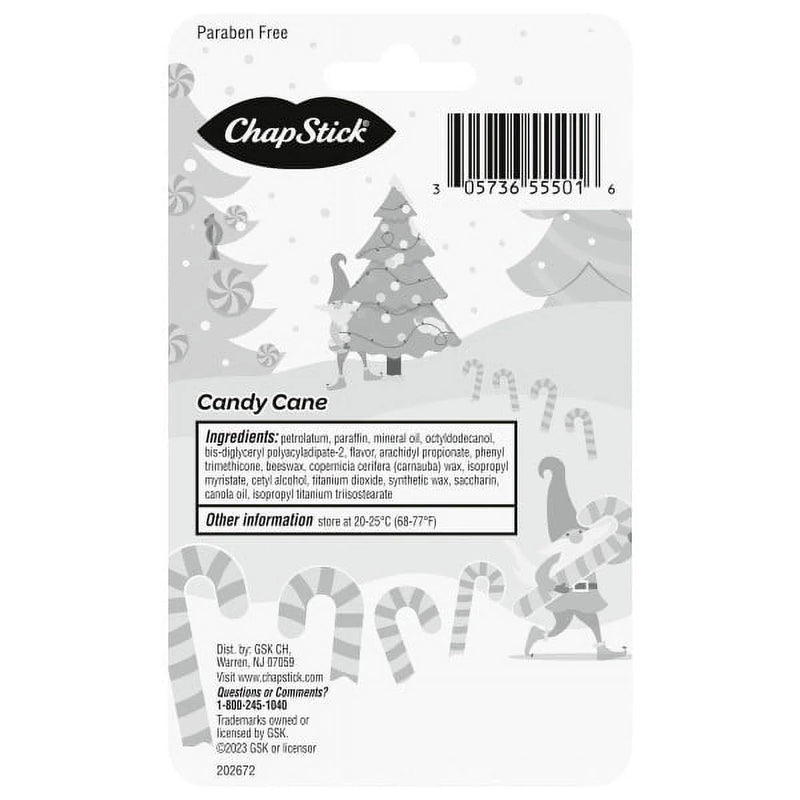 ChapStick Lip Balm Christmas Collection, Candy Cane, 3 Count