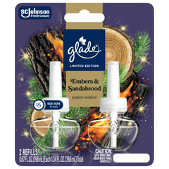 Glade PlugIns Scented Oil Refills, Embers & Sandalwood, 0.67oz, 2 Count