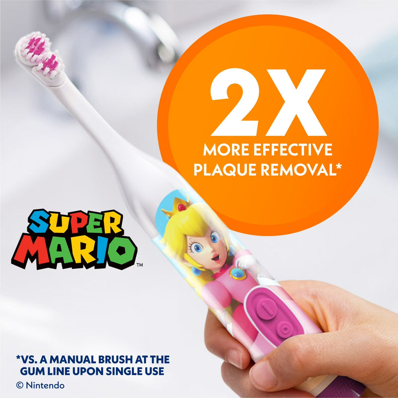 Spinbrush Kids Battery Powered Soft Bristle Toothbrush, Princess Peach