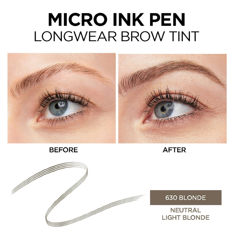 L'Oreal Paris Micro Ink Pen by Brow Stylist with Precision Comb Tip, 630 Blonde