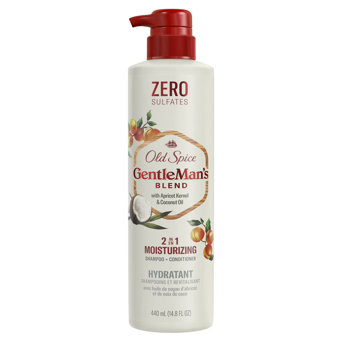 Old Spice Gentleman's Blend 2-in-1 Moisturizing Shampoo + Conditioner, Apricot Kernel & Coconut Oil, 14.8oz -