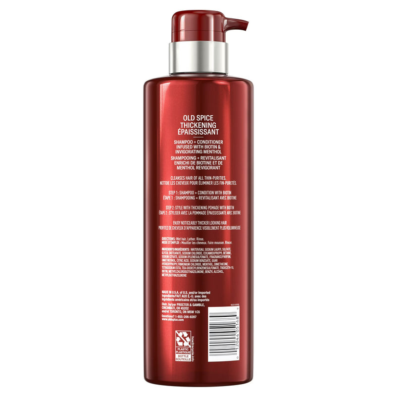 Old Spice Thickening 2-in-1 Shampoo + Conditioner with Biotin & Menthol, 17.9oz