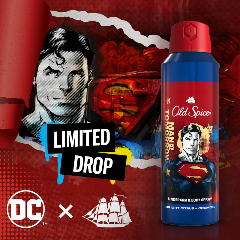Old Spice Underarm & Body Spray, Superman, Bright Citrus & Cosmos, 5.1 oz