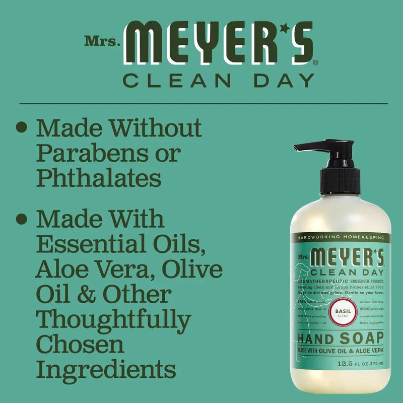 Mrs. Meyers Clean Day Liquid Hand Soap, Basil, 12.5 oz