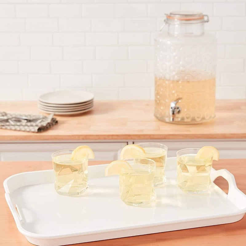 Hutzler Melamine Handles Serving Tray, 20" x 15", White - First Choice Buying