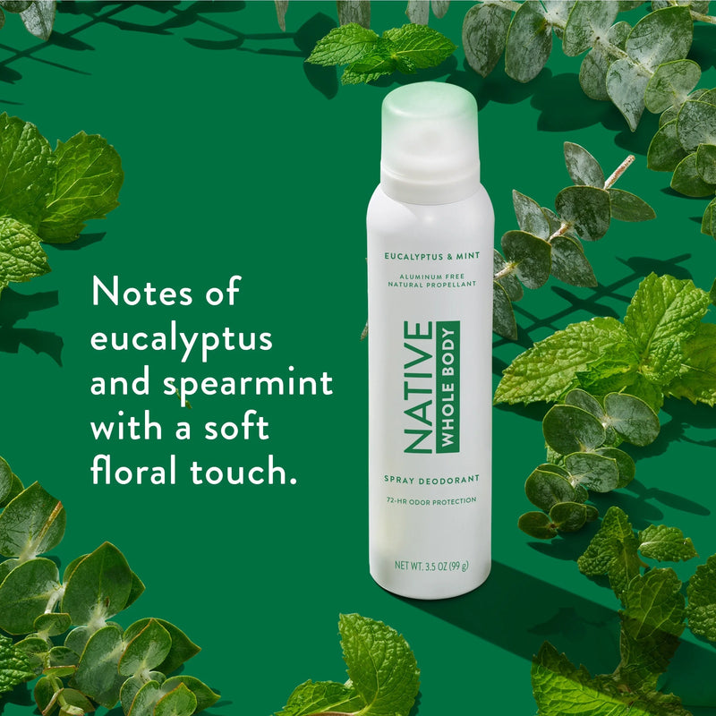 Native Whole Body Deodorant Spray, Eucalyptus & Mint, 3.5oz
