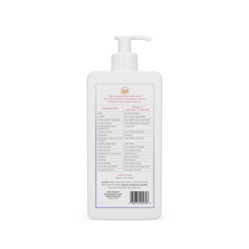 Native Body Lotion, Piece of Cake, 16.5oz