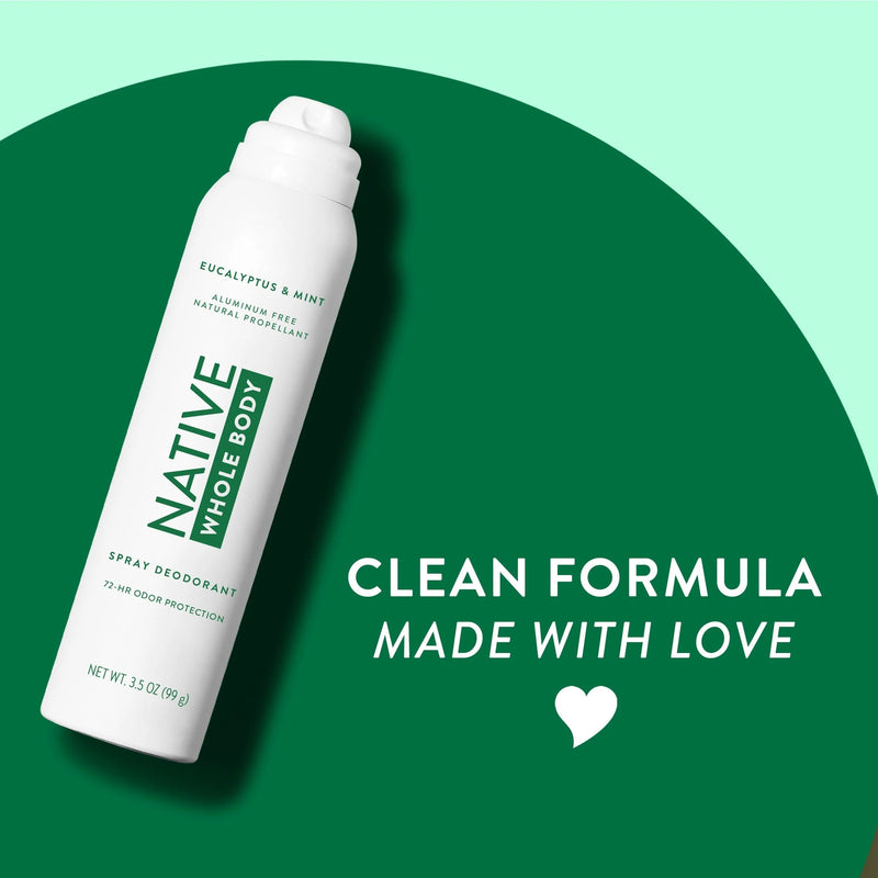 Native Whole Body Deodorant Spray, Eucalyptus & Mint, 3.5oz