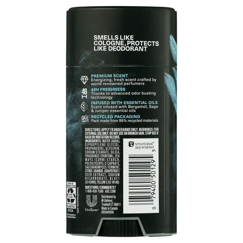 AXE Fine Fragrance Collection Aqua Bergamot Deodorant Stick, Sage + Juniper, 2.6 oz