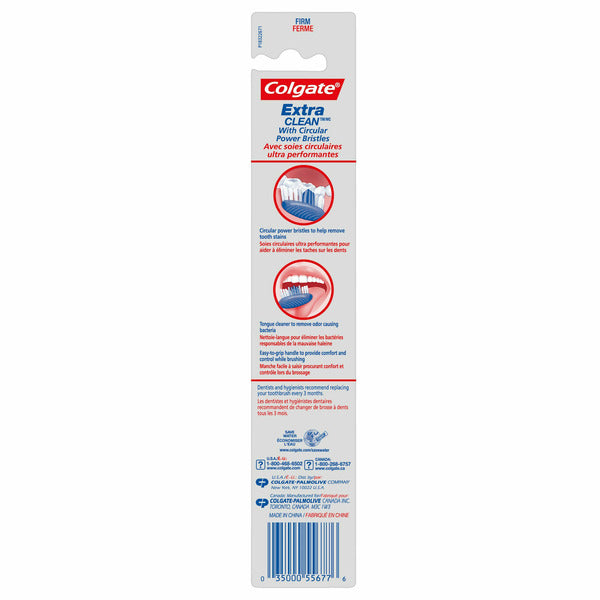 Colgate Extra Clean Toothbrush, Firm Bristles, 6-Pack, Colors May Vary