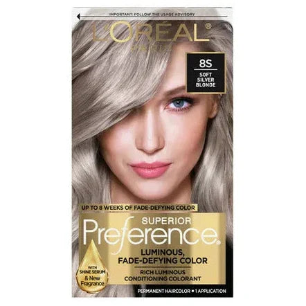 L'Oreal Paris Superior Preference Permanent Hair Color, 8S Soft Silver Blonde