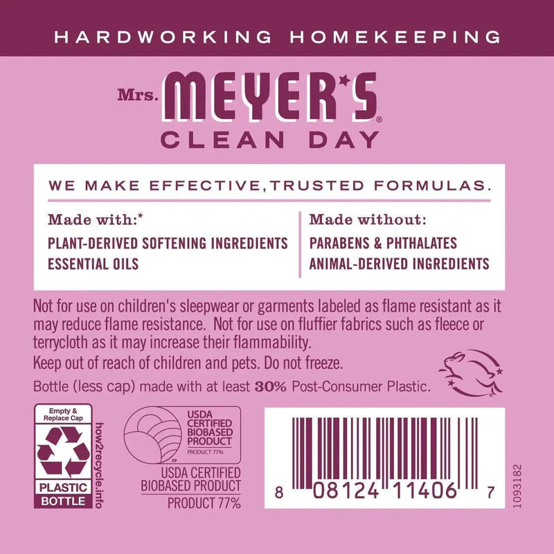 Mrs. Meyer’s Clean Day Liquid Fabric Softener, Peony Scent, 32 Oz. - First Choice Buying