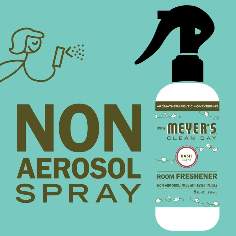 Mrs. Meyer's Clean Day Room Freshener Infused with Essential Oils, Basil, 8 fl. oz - First Choice Buying