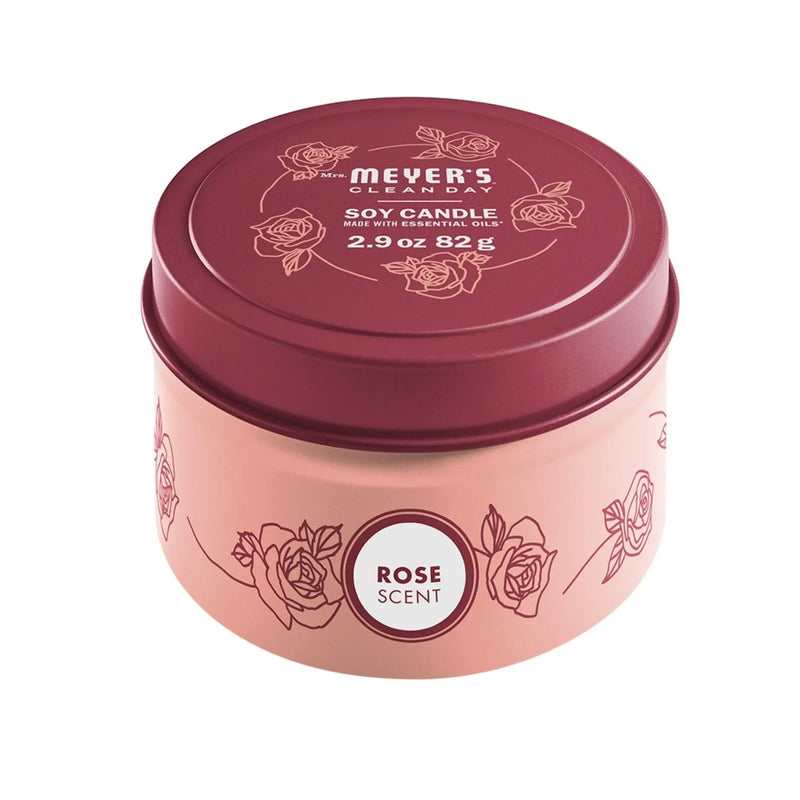 Mrs. Meyer's Limited Edition Soy Tin Candle, Rose, 2.9 oz - First Choice Buying
