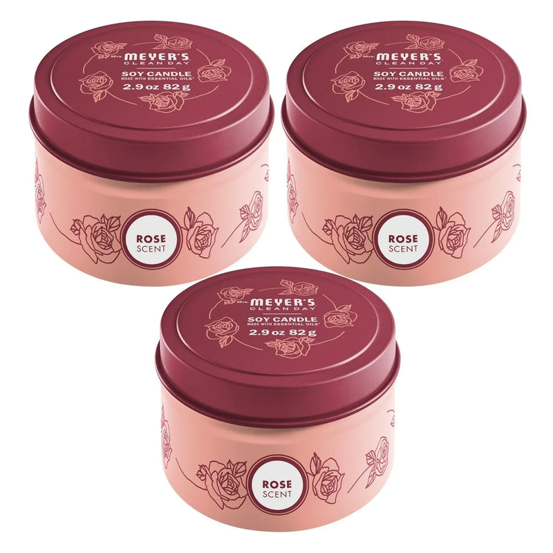 Mrs. Meyer's Limited Edition Soy Tin Candle, Rose, 2.9 oz - First Choice Buying