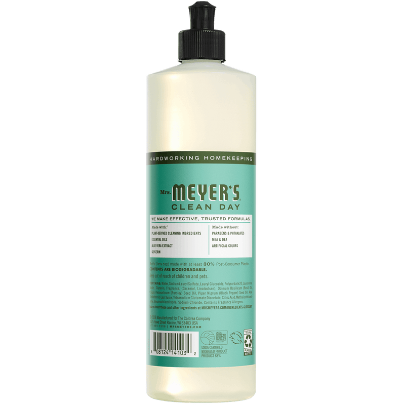 Mrs. Meyer's Clean Day Liquid Dish Soap, Basil, 16 Oz