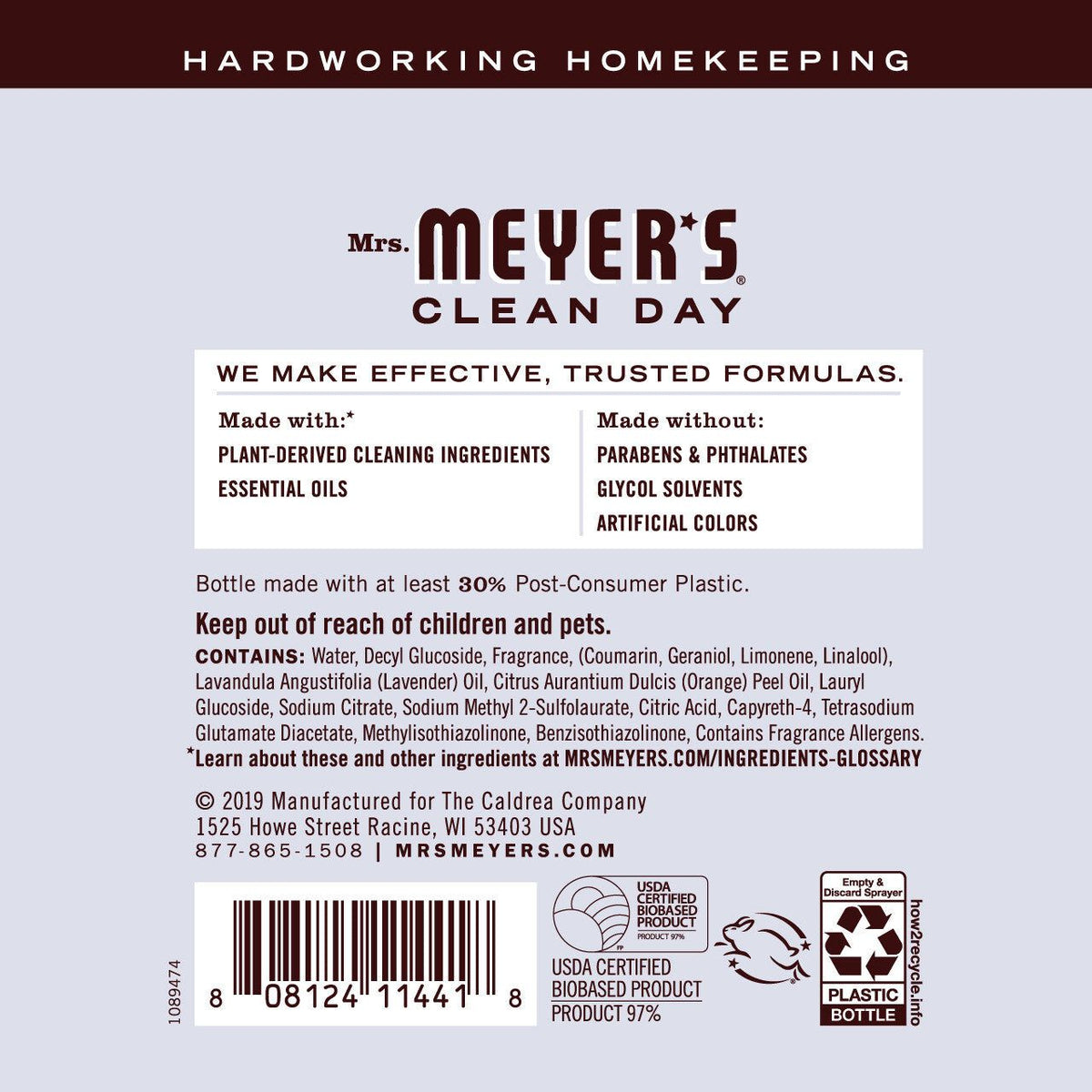 Mrs. Meyer's Multi-Surface Everyday Cleaner Spray, Lavender, 16 Fl oz -