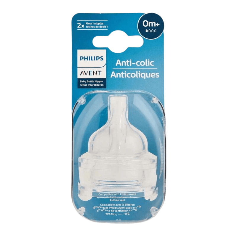 Philips AVENT Anti-Colic Baby Bottle Nipple, Flow 1, 0M+, 2-Pack - First Choice Buying