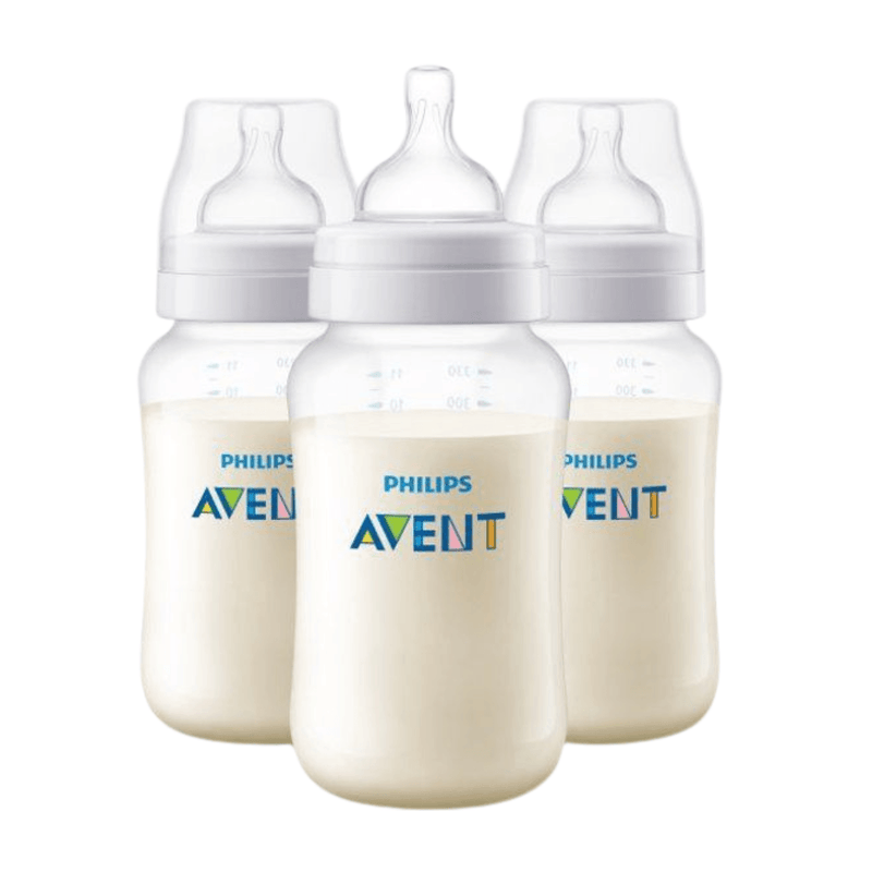 Philips AVENT Anti-Colic Baby Bottles, 11oz, Clear, 3M+, Flow 3, 3-Pack - First Choice Buying