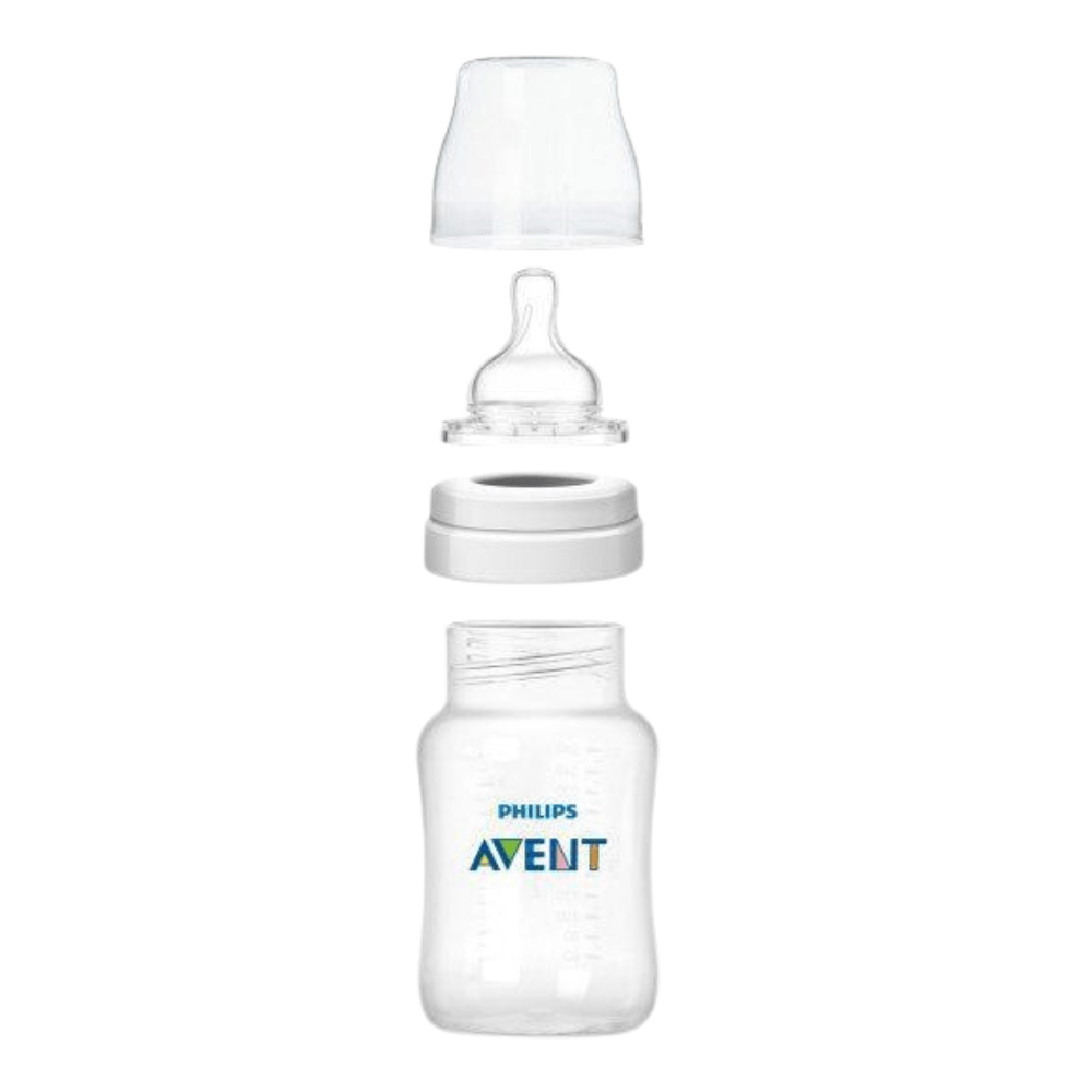 Philips AVENT Anti-Colic Baby Bottles, 11oz, Clear, 3M+, Flow 3, 3-Pack