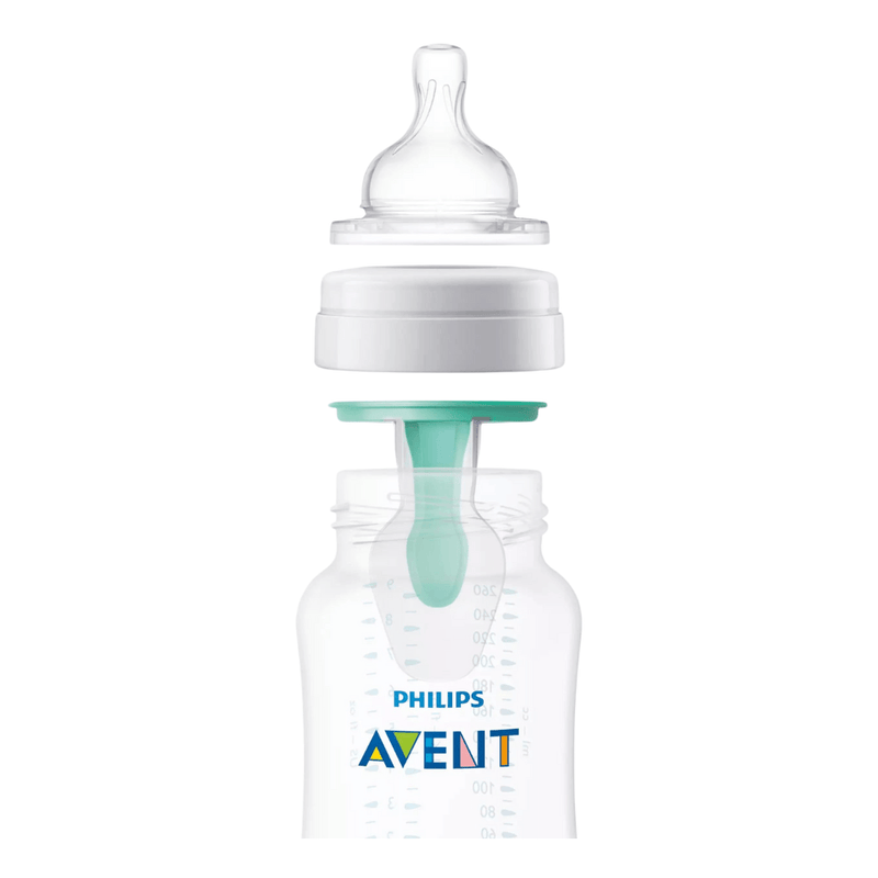 Philips AVENT Anti-Colic Baby Bottles with AirFree Vent, 9oz, Clear, 1M+, Flow 2, 3-Pack - First Choice Buying