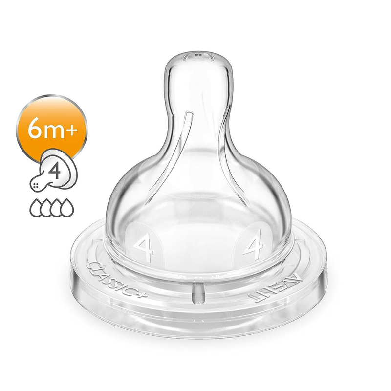 Philips AVENT Anti-Colic Nipple, Fast Flow, Flow 4, 6M+, 2-Pack - First Choice Buying