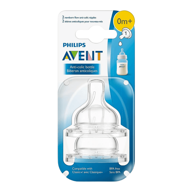 Philips AVENT Anti-Colic Nipple, Newborn Flow, Flow 1, 0M+, 2-Pack - First Choice Buying