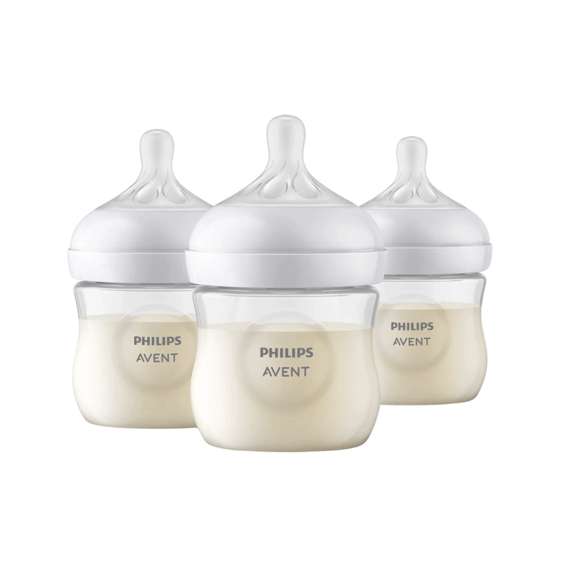 Philips AVENT Natural Baby Bottle with Natural Response Nipple, 0m+, Flow 2, 4 Oz, Clear, 3-pack - First Choice Buying