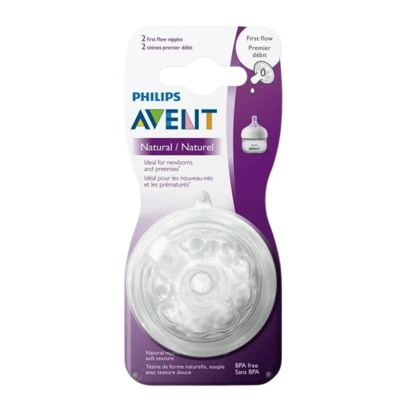 Philips AVENT Natural Nipple, First Flow, Newborns, Flow 0, 2-Pack - First Choice Buying