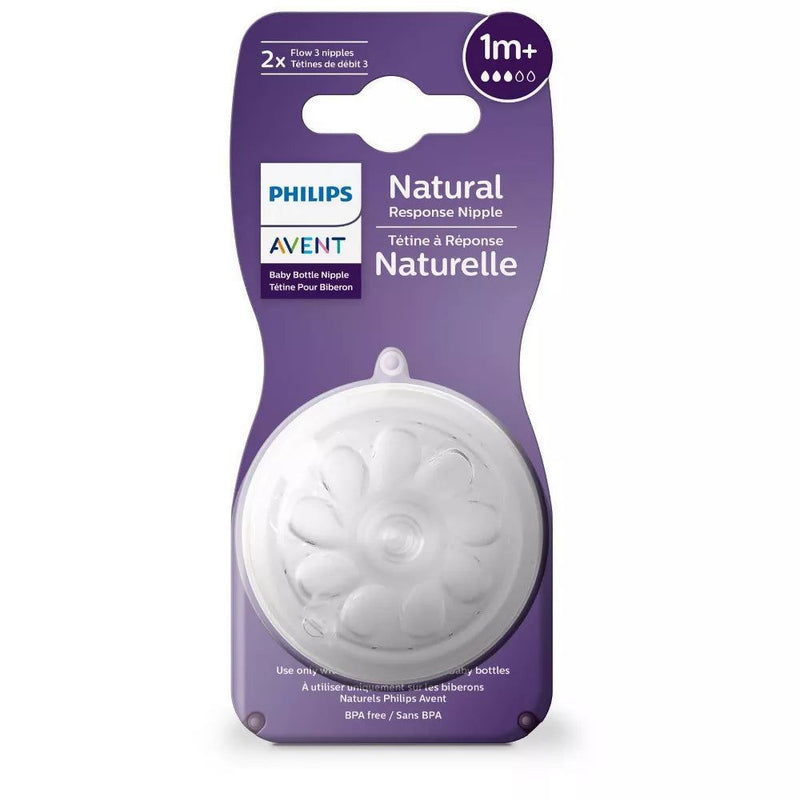 Philips AVENT Natural Response Baby Bottle Nipple, Flow 3, 1M+, 2-Pack - First Choice Buying