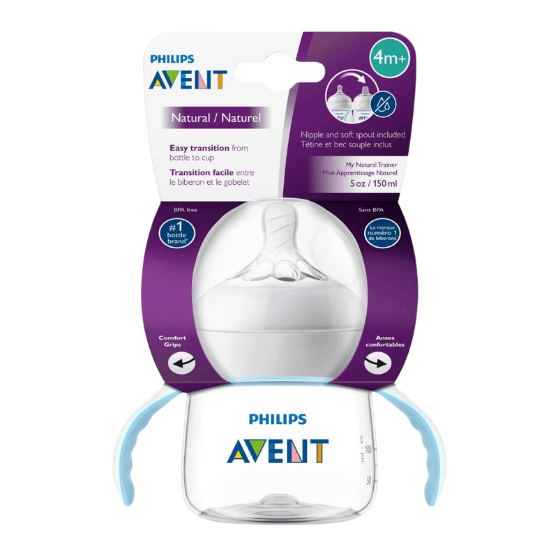 Philips AVENT Natural Trainer Sippy Cup with Fast Flow Nipple and Soft Spout, 4M+, 5oz, Clear - First Choice Buying