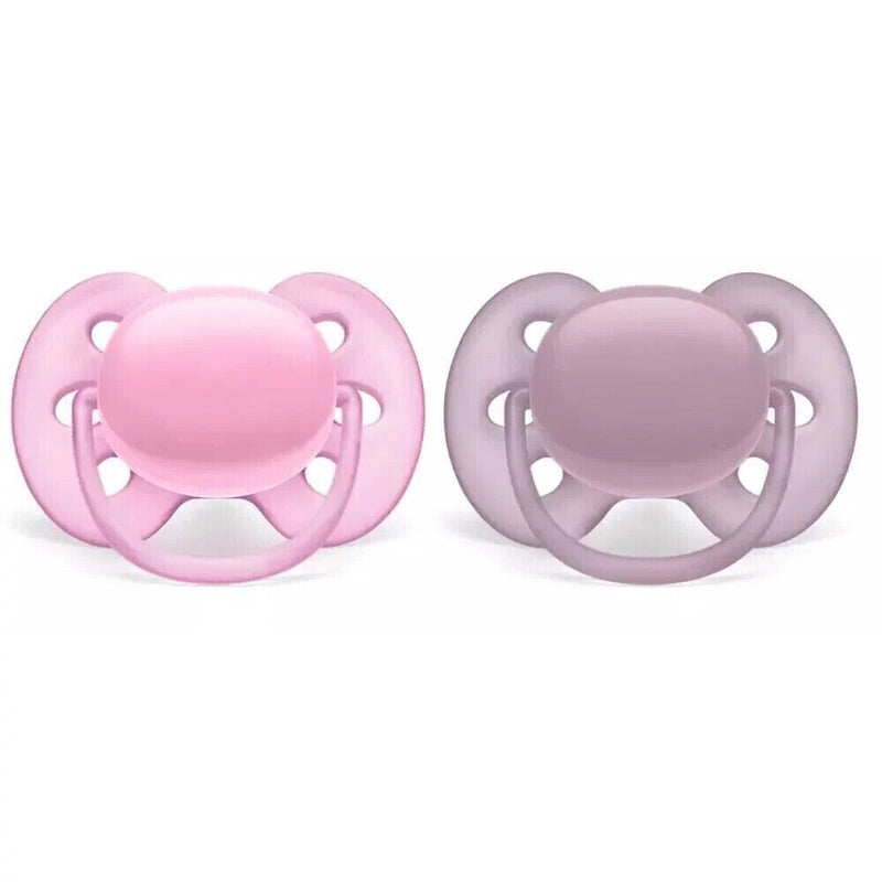 Philips AVENT Ultra Soft Pacifier, 6-18 Months, Pink/Purple, 2-Pack - First Choice Buying
